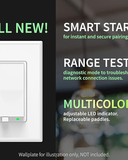 Zooz 800 Series Z-Wave Long Range Dimmer Switch ZEN72 800LR, White | Direct 3-Way (No Add-On Switch Needed) | Z-Wave Hub Required ZOOZ