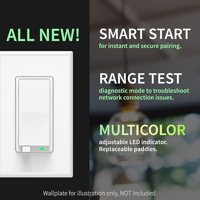 Zooz 800 Series Z-Wave Long Range Dimmer Switch ZEN72 800LR, White | Direct 3-Way (No Add-On Switch Needed) | Z-Wave Hub Required ZOOZ