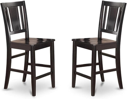 East West Furniture BUCK3-BLK-W 3 Piece Kitchen Counter Height Set Contains a Rectangle Dining Room Table and 2 Wooden Seat Chairs, 30x48 Inch - LeafyLoom