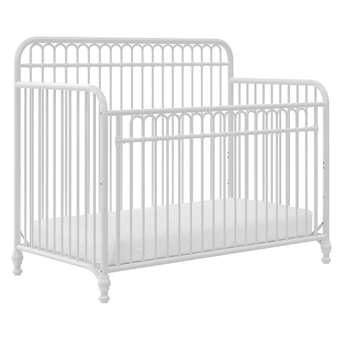 Little Seeds Ivy 3-in-1 Convertible Metal Crib, Off White - LeafyLoom