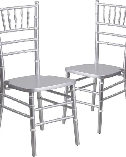Flash Furniture 2 Pack HERCULES Series Silver Wood Chiavari Chair - LeafyLoom