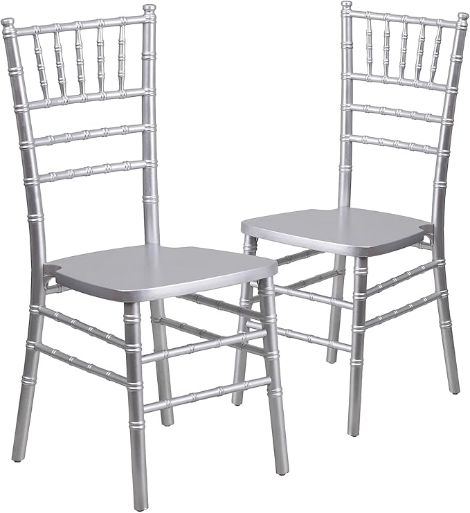 Flash Furniture 2 Pack HERCULES Series Silver Wood Chiavari Chair - LeafyLoom