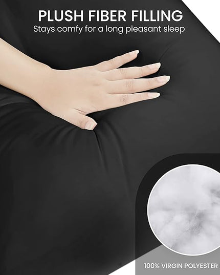 Utopia Bedding Full Body Pillow for Adults (Black, 20 x 54 Inch, Pack of 06) Long Pillow for Sleeping, Large Pillow Insert for Side Sleepers - LeafyLoom