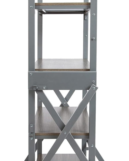 Origami Modern 2 in 1 Shelf to Table Style, Organizer Deco Rack Magically Turn to a Table/Desk in a Second,Fully Assembled, Platinum/Gray US Patent Pending (STT-PLAGRY) - LeafyLoom