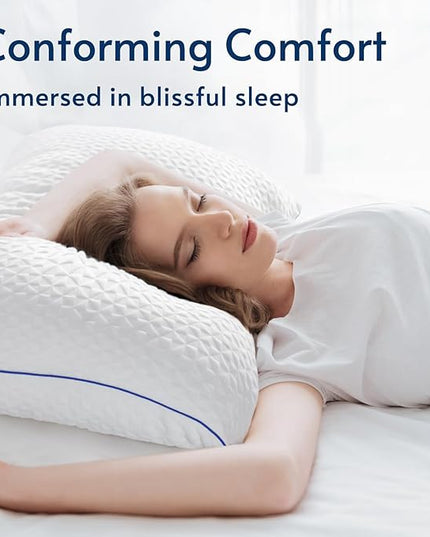 viewstar Memory Foam Pillow Queen Size 1 Pack, Shredded Bed Pillow for Sleeping, Adjustable Firm Pillow for Side Back Stomach Sleepers, Queen Pillow with Washable Removable Cover 20"x 30" - LeafyLoom