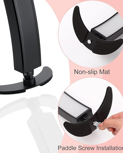 Large Half Moon LED Light for Table Nail Desk with Phone Stand, Upgrade Arch Light for Nail Techs with Wire Controller and Remote for Nails Tech Manicure - LeafyLoom