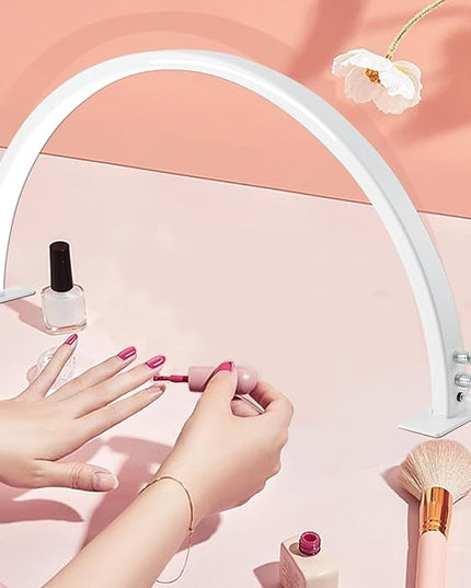 Half Moon Light for Nail Desk 29in 50w LED Half Moon Lamp 3000-6000k Lash Lamp for Lash Extension Led Light for Nails tech, Stepless Dimming 3 Color Led Light for Nails Tech - LeafyLoom