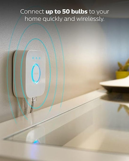 Philips Hue Smart Light Starter Kit - Includes (1) Bridge, (1) Smart Button and (3) Smart 75W A19 LED Bulbs - White and Color Ambiance - 1100LM - E26 - Control with Hue App or Voice Assistant PhilipsHue