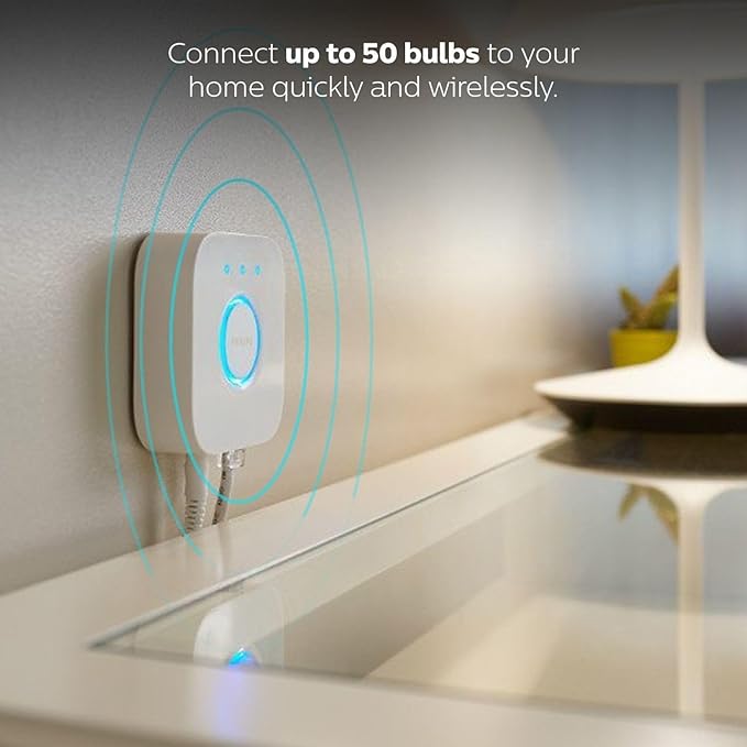 Philips Hue Smart Light Starter Kit - Includes (1) Bridge, (1) Smart Button and (3) Smart 75W A19 LED Bulbs - White and Color Ambiance - 1100LM - E26 - Control with Hue App or Voice Assistant PhilipsHue