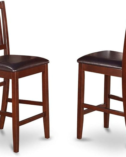East West Furniture BUCK3-MAH-LC Buckland 3 Piece Counter Height Set for Small Spaces Contains a Rectangle Kitchen Table and 2 Faux Leather Dining Room Chairs, 30x48 Inch - LeafyLoom