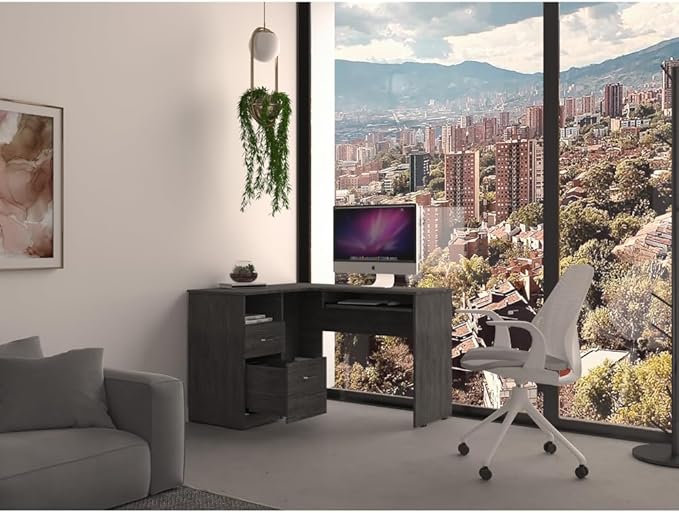 NicBex Kimberly-DW-00198-LWJ Home Office Desks, 47.2"x41.3"x30.4", Smokey Oak - LeafyLoom