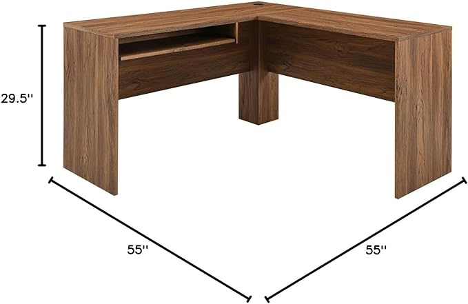 Modway Venture Mid-Century Modern L-Shaped Office Desk in Walnut - LeafyLoom