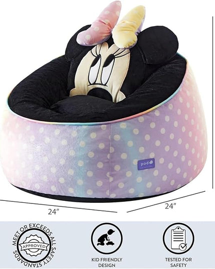 Idea Nuova Disney Minnie Mouse Hillside by pod Plush Kids Bean Bag Chair, 24" Hx24 Hx17 H, Large - LeafyLoom