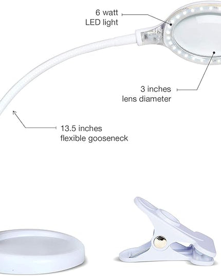 Brightech LightView Pro Flex 2 in 1 Magnifying Desk Lamp, 2.25x Light Magnifier, Adjustable Magnifying Glass with Light for Crafts, Reading, Close Work - LeafyLoom