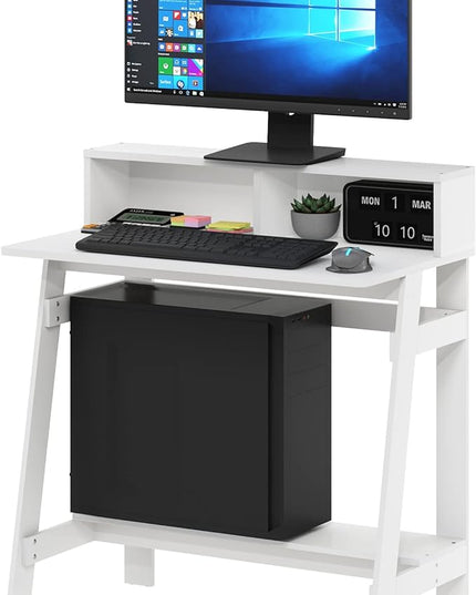 Furinno Simplistic A Frame Computer Desk, Regular, White - LeafyLoom