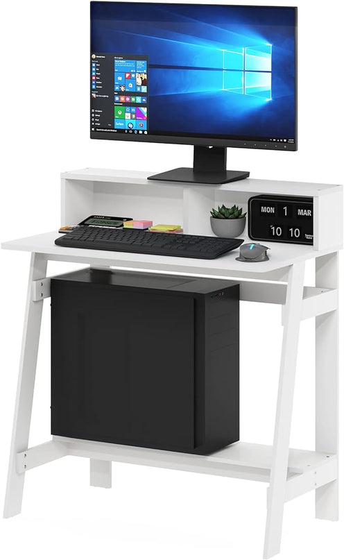 Furinno Simplistic A Frame Computer Desk, Regular, White - LeafyLoom