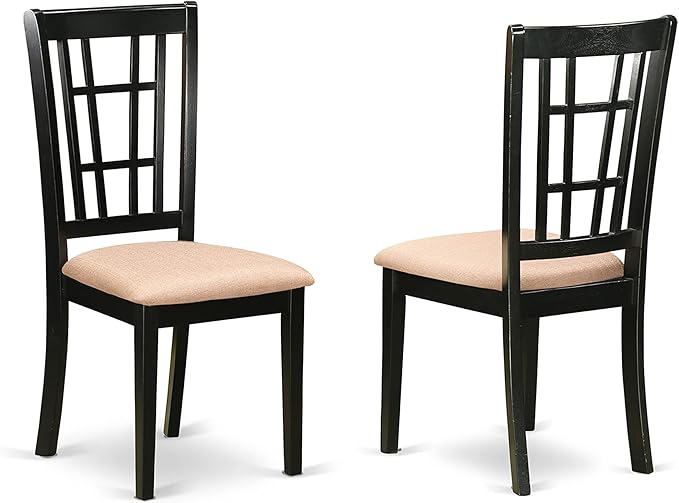 East West Furniture NONI5-BLK-C 5 Piece Dining Table Set for 4 Includes a Rectangle Kitchen Table with Butterfly Leaf and 4 Linen Fabric Upholstered Chairs, 32x54 Inch, Black - LeafyLoom
