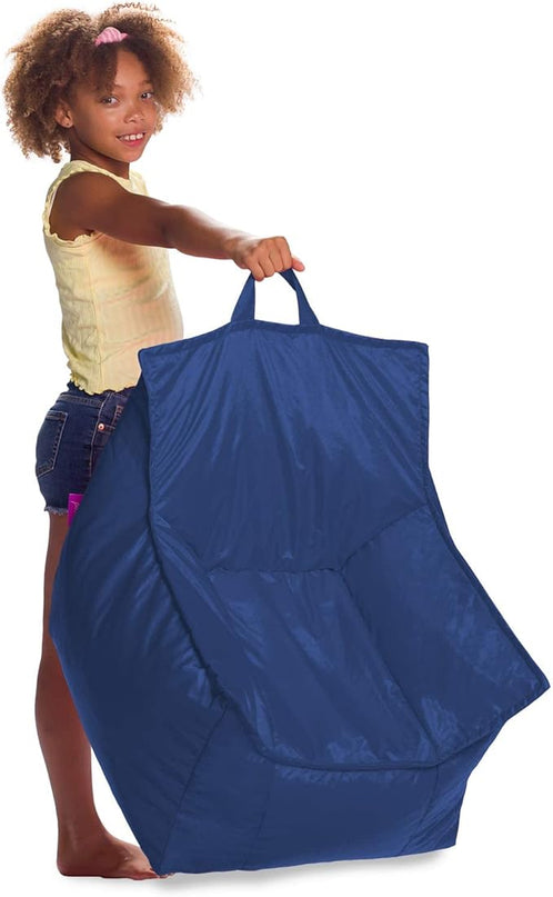 Posh Creations Bean Bag Chair Structured Comfy Seat Use for Gaming, Reading and Watching TV, Newport, Navy - LeafyLoom