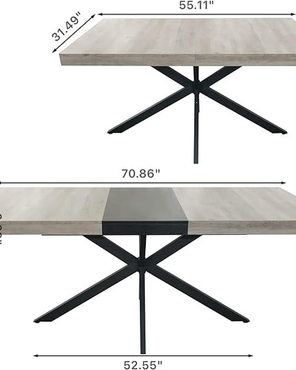 NicBex 70.87Inch Rectangular Stretch Dining Table,Modern Kitchen Table with Grey Carole Top and Storage Box for 6 to 8,Large Dining Room Table for Kitchen,Small Space and Living Room,Space-Saving,Grey - LeafyLoom