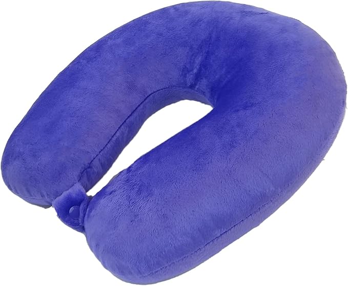 Adult Cozy Soft Microfiber Neck Pillow, Compact, Perfect for Plane or Car Travel, Purple - LeafyLoom