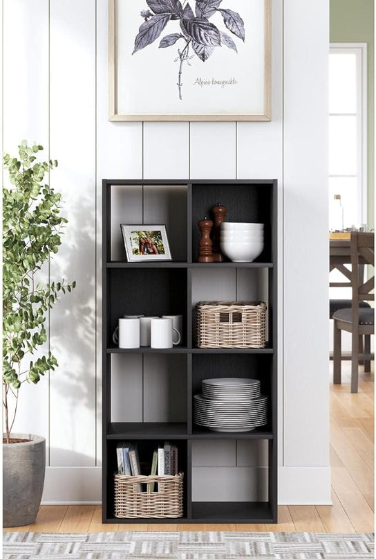 Signature Design by Ashley Langdrew 8 Cube Storage Organizer or Bookcase, Black - LeafyLoom