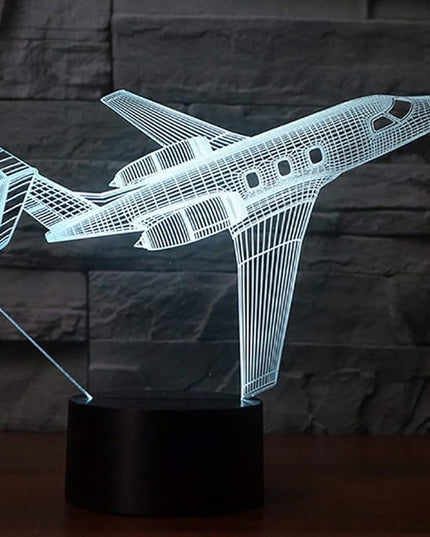 Creatively 3D Plane Lights LED Airplane Night Light, YKLWORLD 3D Aero Plane Illusion Table Lamp with 7 Colors and USB Powered, Best Bedroom Decor Toys Gifts for Kids Children Birthday - LeafyLoom