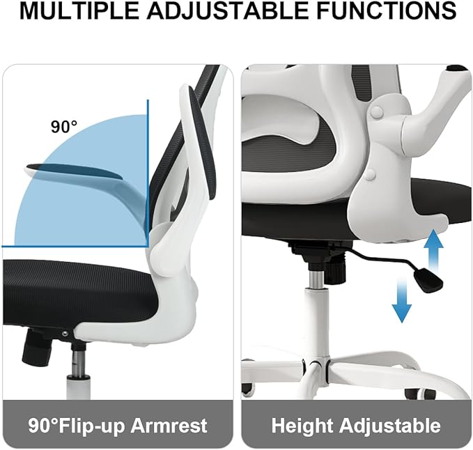 Sytas Home Office Chair Ergonomic, Mesh Desk Chair Lumbar Support, Ergonomic Computer Chair Adjustable Armrest - LeafyLoom