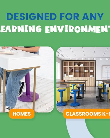 Studico ActiveChairs Kids Wobble Stool, Flexible Classroom Seating improves Focus, Posture & helps ADHD/ADD. Get The Wiggles out Active Fidget Chairs, Preschool | Elementary 14" Chair, Ages 3-7, Gray - LeafyLoom