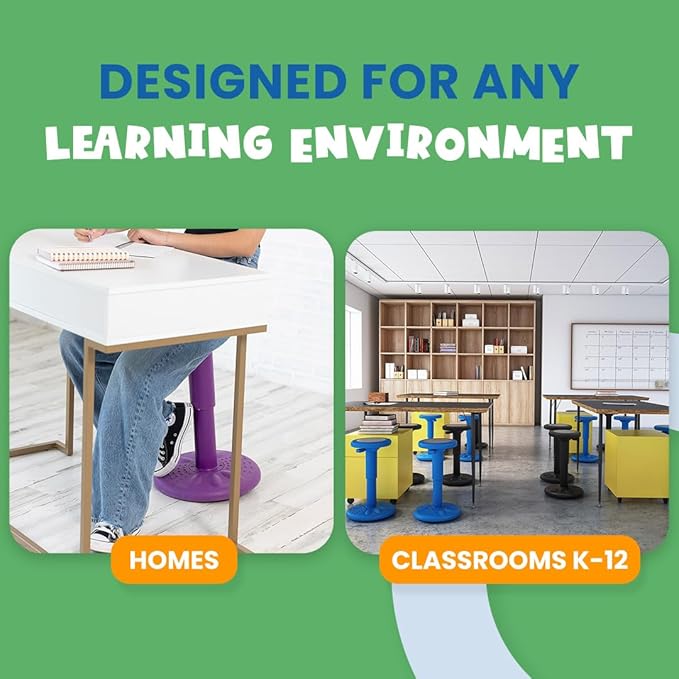 Studico ActiveChairs Kids Wobble Stool, Flexible Classroom Seating improves Focus, Posture & helps ADHD/ADD. Get The Wiggles out Active Fidget Chairs, Preschool | Elementary 14" Chair, Ages 3-7, Gray - LeafyLoom