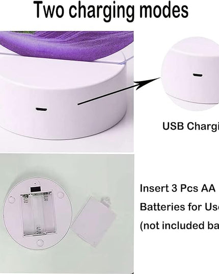 3DMoving Sand Art,360° Rotating Hourglass Decoration table lamp ,7 Color Changing Sand Liquid Motion Desk Lamp,RGB Color Creative Sea Quicksand Moving Sand Art Picture Night Light(Purple with Remote) - LeafyLoom