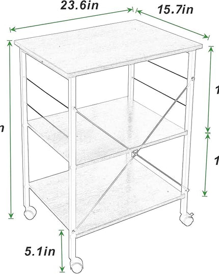 sogesfurniture 3-Tier Kitchen Baker's Rack Utility Shelf Microwave Oven Stand Storage Cart Workstation Shelf 3-Tier Kitchen Utility Cart on Wheels with Storage, Rustic Brown - LeafyLoom