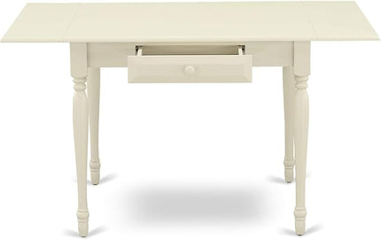 East West Furniture Monza Dining Rectangle Wooden Table Top with Dropleaf & Stylish Legs, 36x54 Inch, Linen White - LeafyLoom