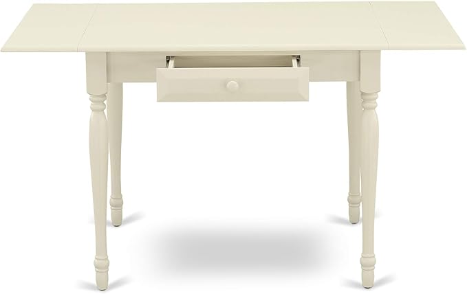 East West Furniture Monza Dining Rectangle Wooden Table Top with Dropleaf & Stylish Legs, 36x54 Inch, Linen White - LeafyLoom