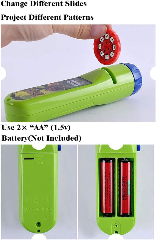 Georgie Porgy Children Projector Toys Educational Science Set Wall Ceiling Tent Torch Flashlight for Kids Gifts for Boys Girls with 2pcs Tattoo Stickers (Wild Animal + Sea World) - LeafyLoom