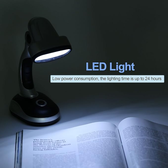 Led Desk Lamp, 12-Bulb Battery-Operated Table Light Eye Care for Reading Study Lighting - LeafyLoom