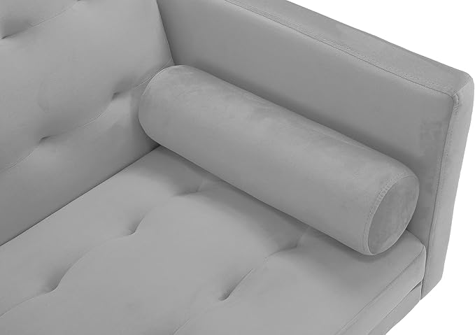 Mid-Century Living Room Furniture Sets Modern Tufted Loveseat Sofa with Adjusting Backrest & 2 Pillows Metal Legs Comfy Couch Folding Daybed for Small Spaces Office,Grey Sofá, Gray-1 - LeafyLoom