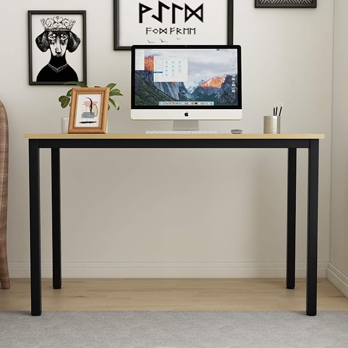 SogesGame Computer Desk, 47.2 inches Small Office Desk Computer Table Study Writing Desk Workstation for Home Office, Teak Dining Table - LeafyLoom