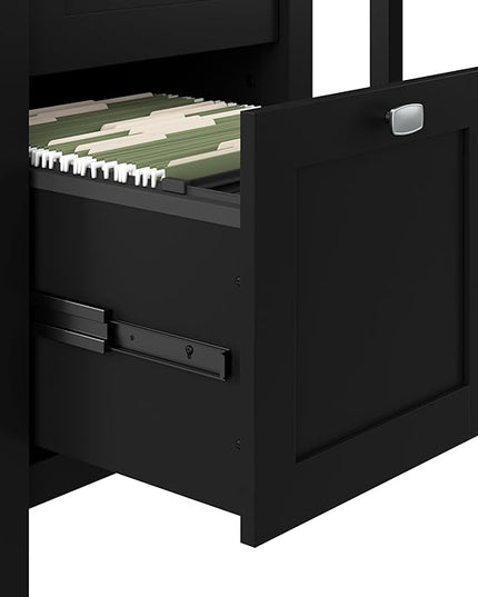 Bush Furniture Broadview 54W Computer Desk with Drawers and Desktop Organizer in Classic Black | Storage for Home Office Workspace - LeafyLoom