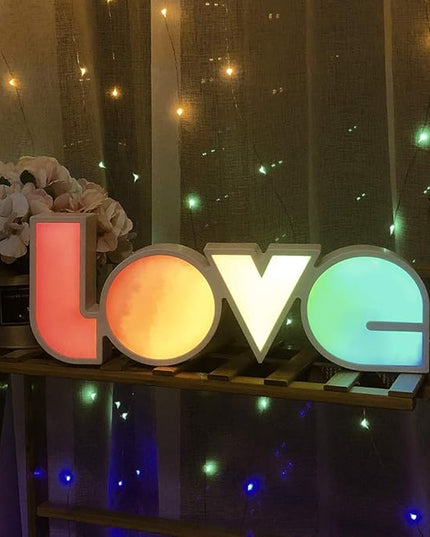 GUOCHENG LED Love Sign Lights - Love Marquee Signs Lamp Battery&USB Power Love Letters Decoration for Home Children Kids Bedroom Nursery,Valentine's Day Gifts(RGB) - LeafyLoom