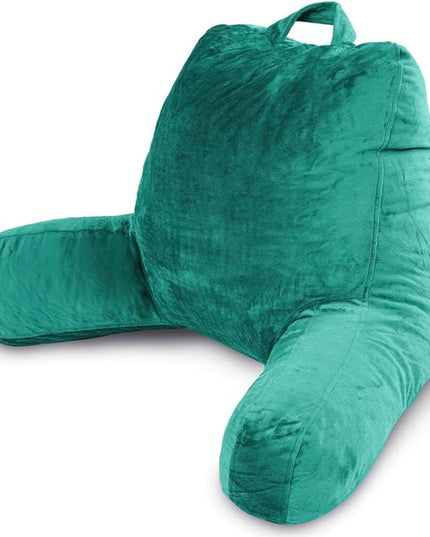 Milliard Reading Pillow with Shredded Memory Foam, Large Adult Backrest with Arms, Back Support for Sitting Up in Bed with Washable Cover (Sit up Pillow) Teal - LeafyLoom