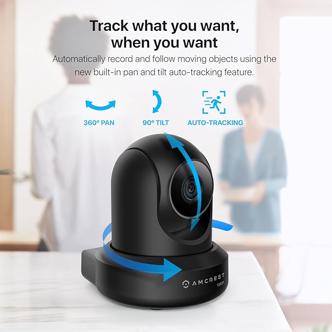 Amcrest ProHD 1080P WiFi 2MP (1920TVL) Indoor Pan/Tilt Security Wireless IP Camera IP2M-841B (Black) Amcrest