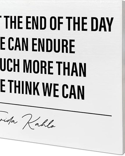 Home Office Desk Wooden Box Sign Decor, We Can Endure Much More Than We Think, Inspirational Quotes Desk Decor Motivational Desk Decorations for Women Girls Teens Student Office Classroom School - LeafyLoom