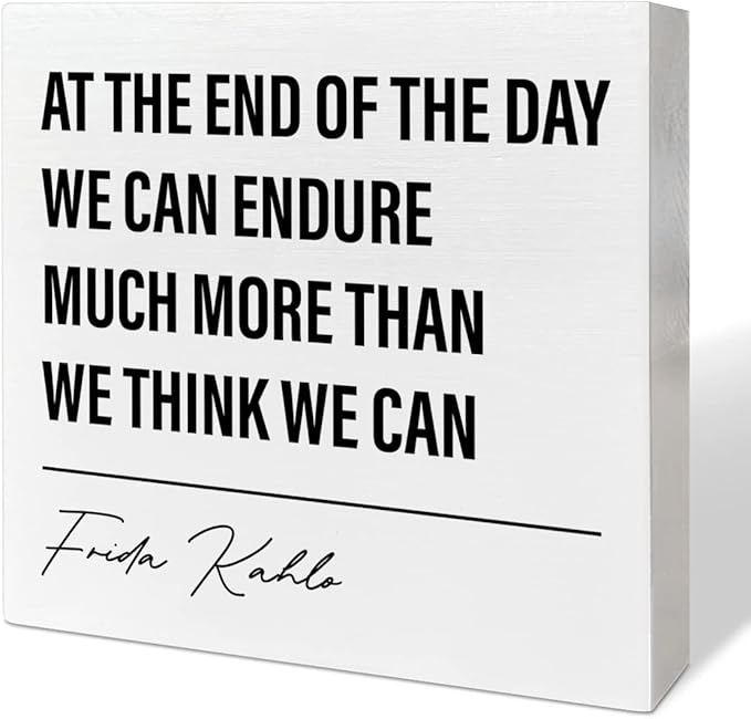 Home Office Desk Wooden Box Sign Decor, We Can Endure Much More Than We Think, Inspirational Quotes Desk Decor Motivational Desk Decorations for Women Girls Teens Student Office Classroom School - LeafyLoom