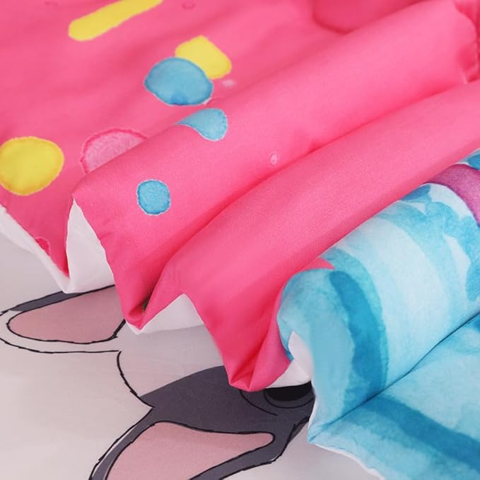7 Piece Dog Comforter Set Twin Size for Kids Cute 3D French Bulldog Dogs Bedding Bed in A Bag for Teens Boys Girls All Season Watercolor Pink Animal Themed Comforter - LeafyLoom