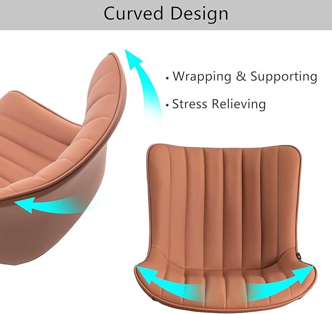 YOUNIKE Pink Office Chair Armless, PU Leather Computer Task Chair, Cute Swivel Adjustable Home Desk Chair, Small Vanity Chiar with Wheels Mid Backrest 300LBS - LeafyLoom