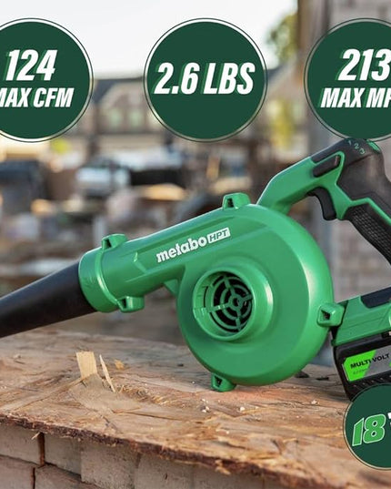Metabo HPT 18V MultiVolt™ Cordless Li-Ion Compact Blower | Tool Only - No Battery | Variable Speed | 3 Speed Selector to Reduce Fatigue | 124 CFM | 213 MPH | Lifetime Tool Warranty | RB18DCQ4 - LeafyLoom