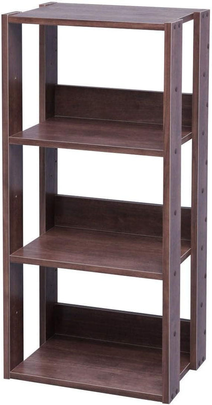 IRIS USA 3-Tier 16" Medium Open Wooden Bookshelf with Adjustable Shelves, Easy Assembly Bookcase Farmhouse Shelf for Small Spaces Bedroom Office Living Room Indoor, Brown - LeafyLoom