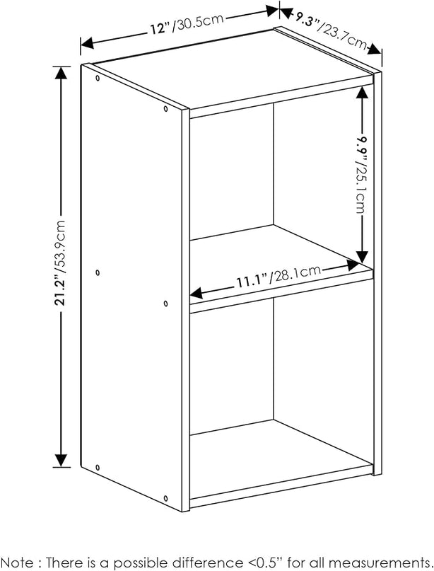 Furinno Luder Bookcase / Book / Storage, 2-Tier Cube, Blackwood - LeafyLoom