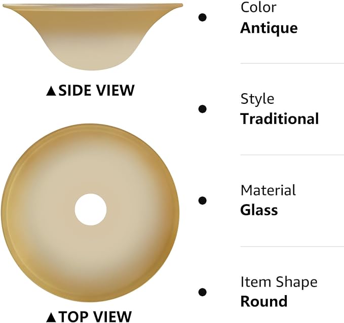 Antique Glass Lamp Shade for Floor lamp, Alabaster Torchiere Lamp Shade Replacement, Floor Lamp Replacement Parts (Antique, 12'') - LeafyLoom