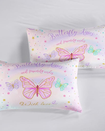 CVHOUSE Butterfly Bedding Set,Butterfly Comforter Full,Butterfly Comforter Set for Girls Kids Teens,Butterflies Quilt Set with 1 Comforter and 2 Pillow Cases- 3 Piece - LeafyLoom